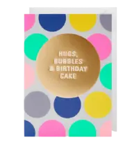 - Grußkarte – Hugs, Bubbles & Birthday Cake - mit Kuvert