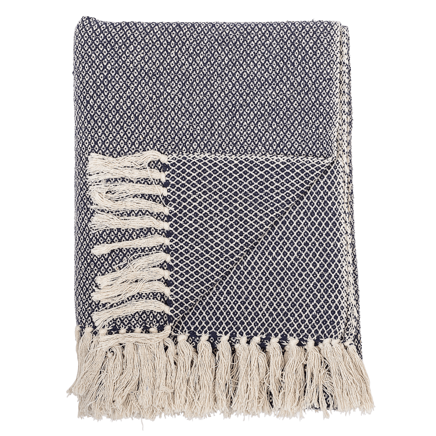 Bloomingville - Decke – Dunkelblau - aus recyclter Baumwolle