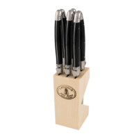 LAGUIOLE - 6 Steakmesser – Schwarz - in Holzblock