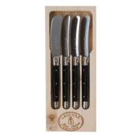 LAGUIOLE - 4 Buttermesser – Schwarz - in Holzdisplay