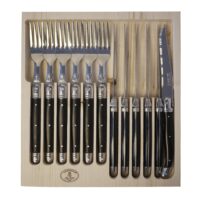 - 12- teiliges Steakbesteck in Schwarz - 6 Steakmesser & 6 Gabeln