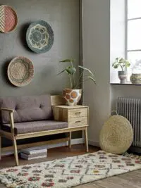 Bloomingville - Bloomingville – Anya Sitzbank, Natur aus Mangoholz - L120xH79xW44 cm
