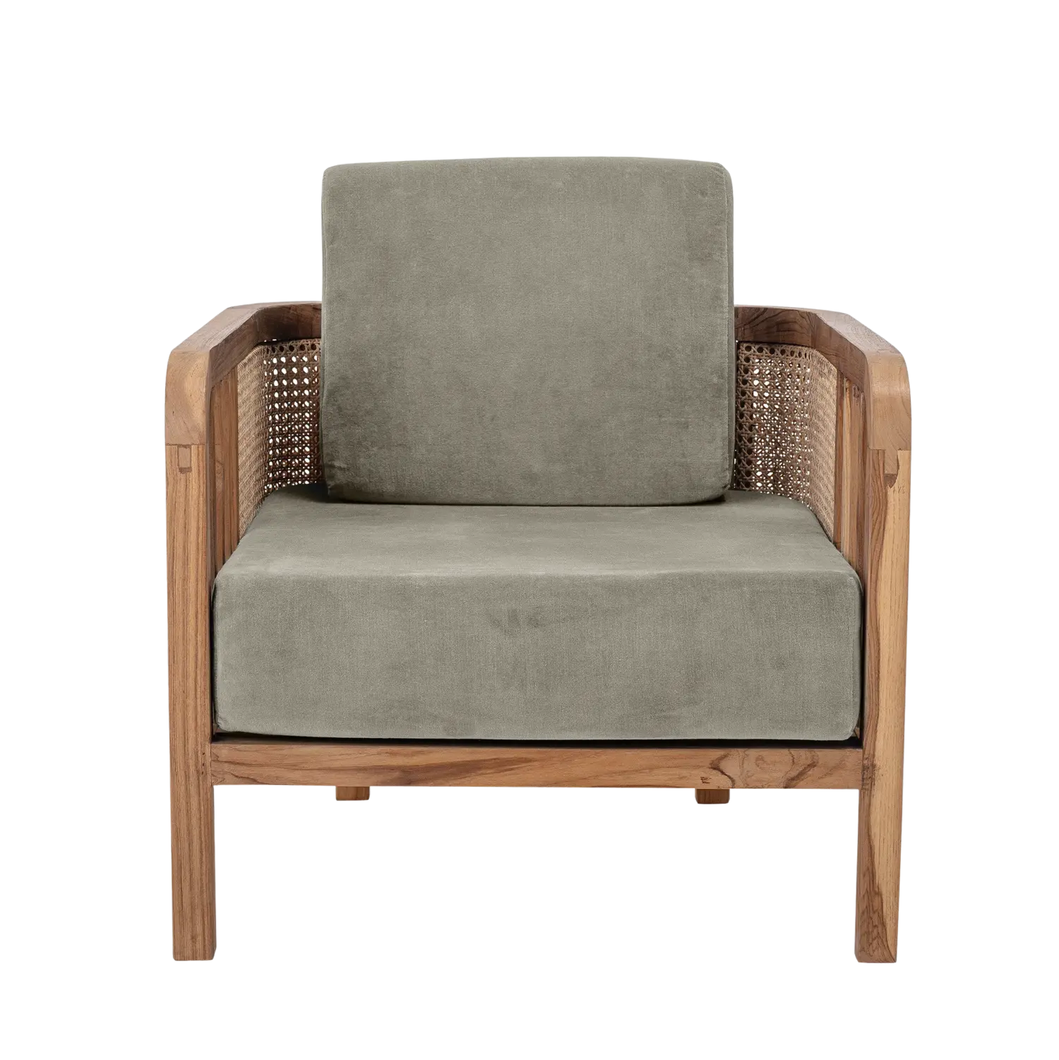 Bloomingville - Bloomingville – Felucca Lounge-Sessel, Grün aus Teakholz - L81,5xH58,5xW71 cm