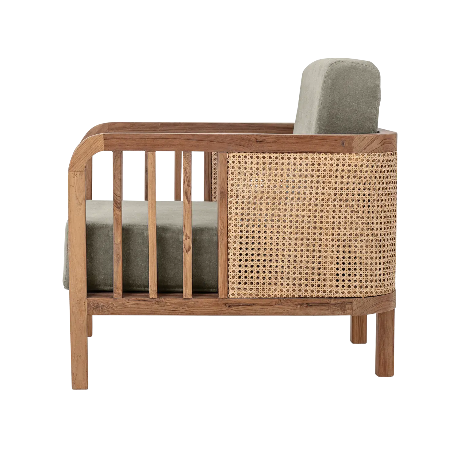 Bloomingville - Bloomingville – Felucca Lounge-Sessel, Grün aus Teakholz - L81,5xH58,5xW71 cm