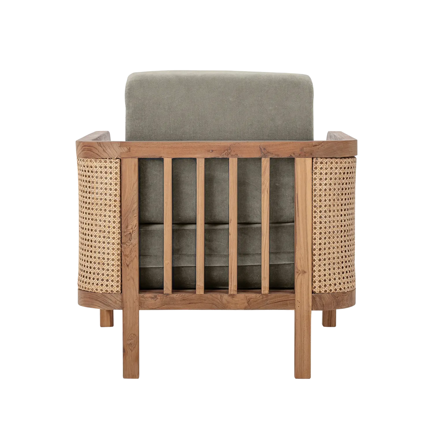Bloomingville - Bloomingville – Felucca Lounge-Sessel, Grün aus Teakholz - L81,5xH58,5xW71 cm