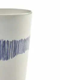 SERAX-OTTOLENGHI - OTTOLENGHI – Tea Cups 33 cl – White + Swirl Stripes Blue - 4er Set ø 8 x H10 CM