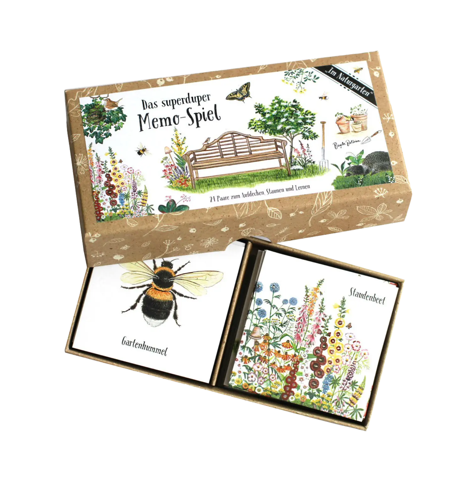 BRIGITTE BALDRIAN - Memo-Spiel “Im Naturgarten” - 24 handgemalte Kartenpaare