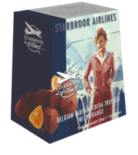 STARBROOK AIRLINES - Belgisches Kakaokonfekt mit Orange - Zartschmelzendes Kakaokonfekt mit Orange