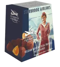 STARBROOK AIRLINES - Belgisches Kakaokonfekt mit Orange - Zartschmelzendes Kakaokonfekt mit Orange