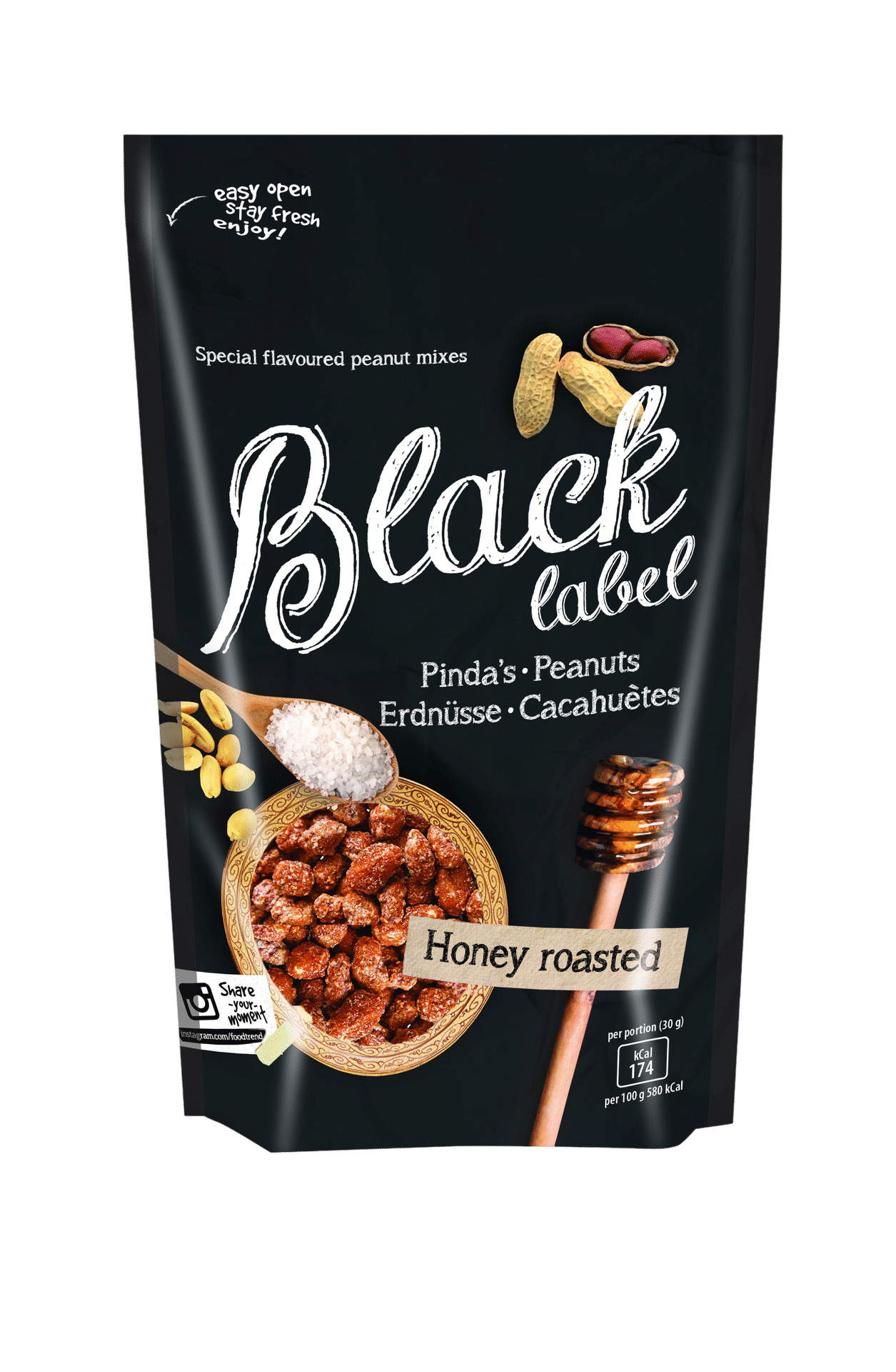 BLACK LABEL - Honey roasted Peanuts - In Honig geröstete Erdnüsse