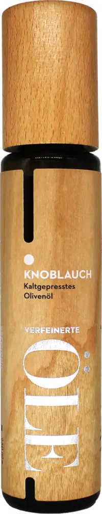 GREENOMIC - Greenomic – Kaltgepresstes Olivenöl mit KNOBLAUCH – WOOD DESIGN - kaltgepresst aus Griechenland
