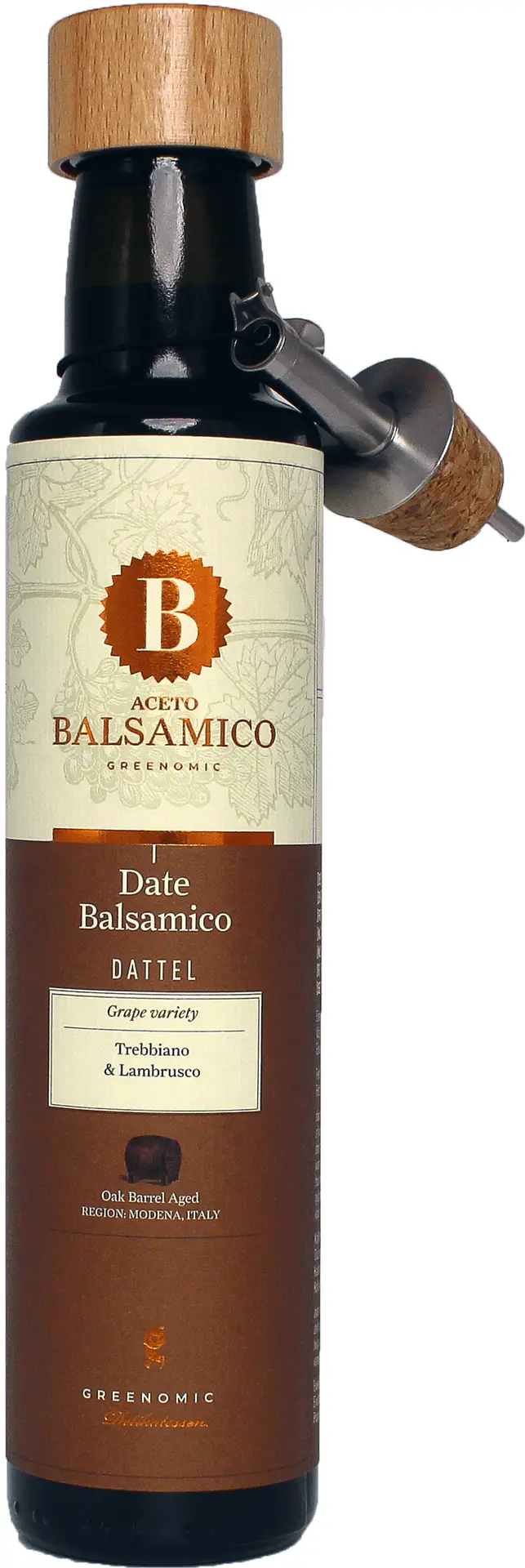 GREENOMIC - Greenomic – Aceto Balsamico mit Dattel + Ausgießer - Balsamico-Essig in Premium-Qualität aus Italien