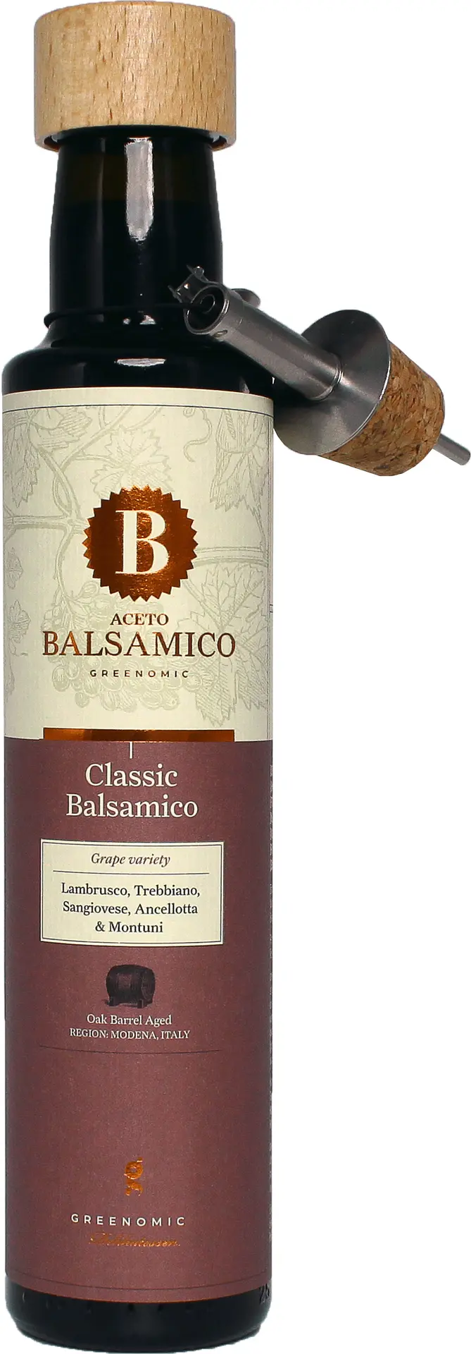 GREENOMIC - Greenomic – Aceto Balsamico Classic + Ausgießer - Balsamico-Essig in Premium-Qualität aus Italien
