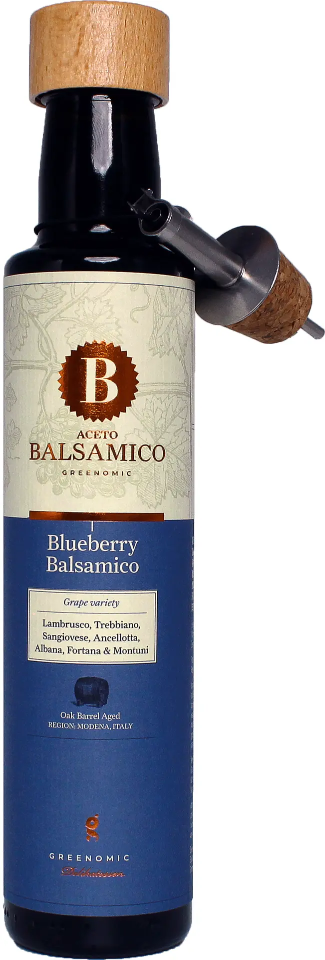 GREENOMIC - Greenomic – Aceto Balsamico mit Blueberry + Ausgießer - Balsamico-Essig in Premium-Qualität aus Italien