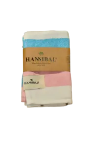 HANNIBALs - HANNIBALs Geschirrtuch – Aquablau/Rose - 100% Baumwolle