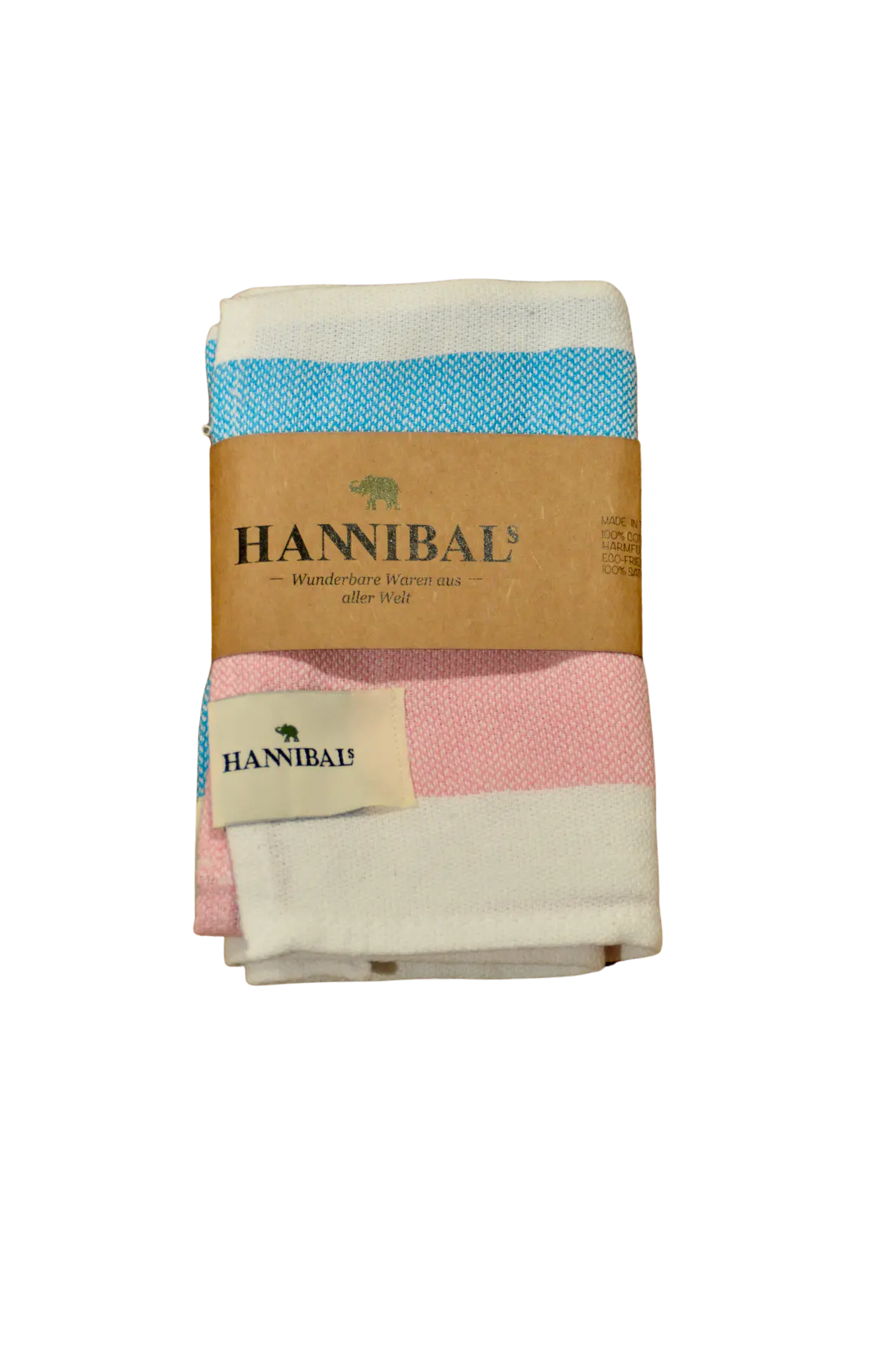 HANNIBALs - HANNIBALs Geschirrtuch – Aquablau/Rose - 100% Baumwolle