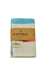 HANNIBALs - HANNIBALs Geschirrtuch – Aquablau/Rot - 100% Baumwolle