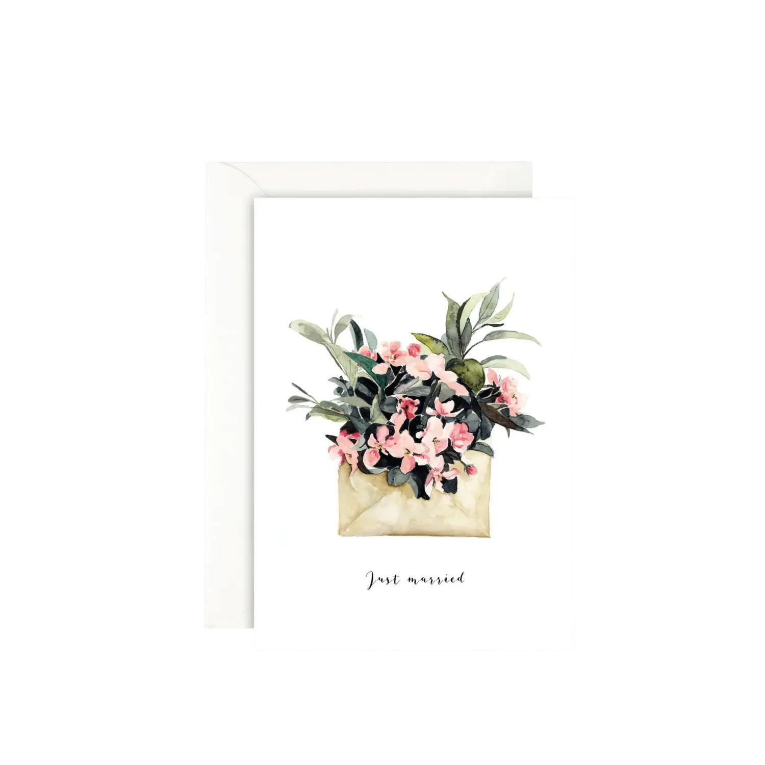 LEO LA DOUCE - Grußkarte – Just Married – Flower envelope - mit Kuvert