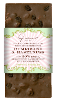 Gmeiner - Gmeiner Schokolade Rumrosine & Haselnuss - mit 40% Kakao