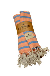 HANNIBALs - HANNIBALs Hamamtuch – Orange/Blau gestreift - Strandtuch - 100% Baumwolle