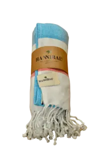 HANNIBALs - HANNIBALs Hamamtuch – Aquablau/Rot - Strandtuch - 100% Baumwolle