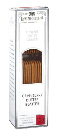 L.W.C. Michelsen - Cranberry-Butter-Blätter - Extra dünne Butterblätter mit fein-säuerlichen Cranberry-Stückchen