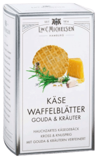 L.W.C. Michelsen - Käse Waffelblätter Gouda und Kräuter - Hauchzarte Goudawaffeln mit fein-würzigen Kräutern und einem Hauch Knoblauch