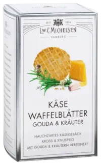 L.W.C. Michelsen - Käse Waffelblätter Gouda und Kräuter - Hauchzarte Goudawaffeln mit fein-würzigen Kräutern und einem Hauch Knoblauch