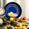 SERAX-OTTOLENGHI - OTTOLENGHI – FEAST Teller S – White + Swirl Stripes Blue - 2er SET ø 19 x H2 CM
