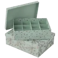 BUNGALOW - Aufbewahrungsboxen mit Unterteilung – 2er Set - in Mint-grün