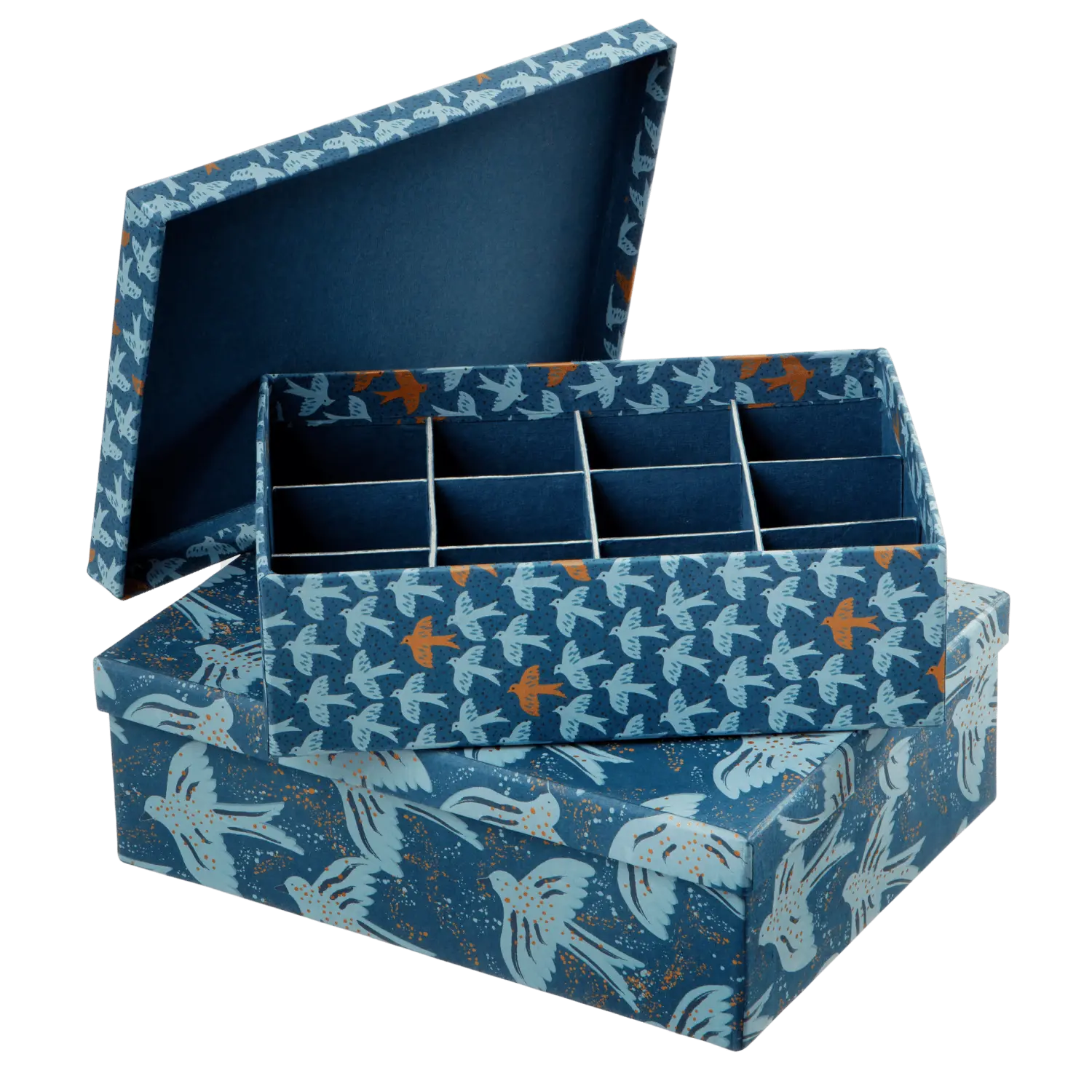 BUNGALOW - Aufbewahrungsboxen mit Unterteilung – 2er Set - in Blau