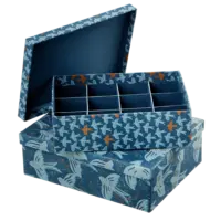 BUNGALOW - Aufbewahrungsboxen mit Unterteilung – 2er Set - in Blau