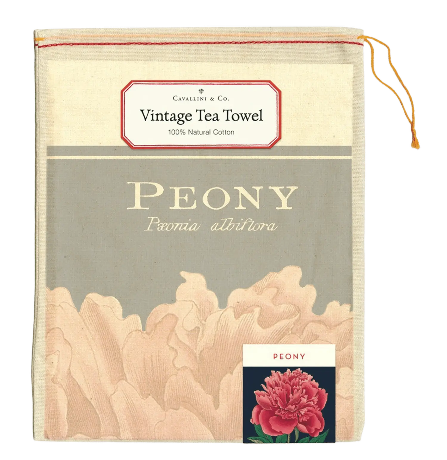 - Pfingstrose – Vintage Tea Towel - 100% Baumwolle
