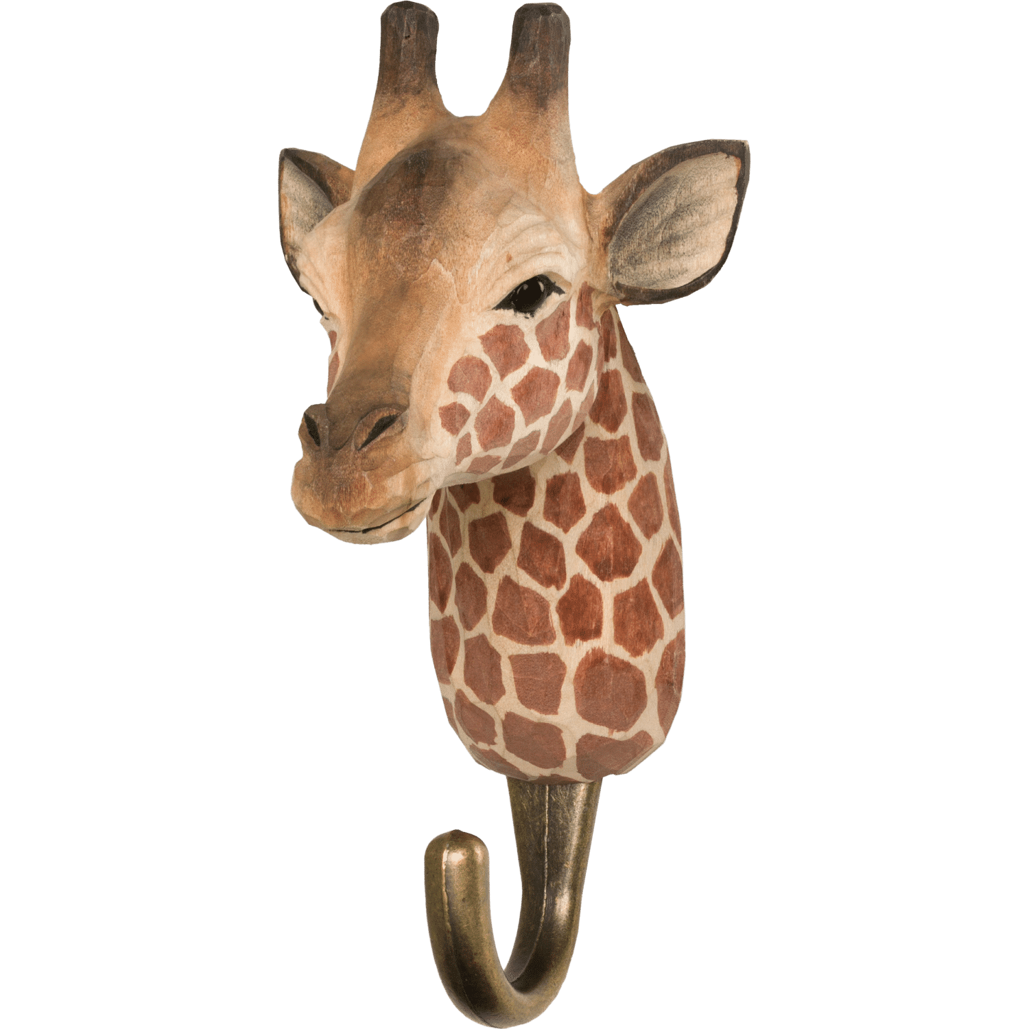 WILDLIFE GARDEN - Handgeschnitzter Haken – Giraffe - Wandhaken aus Holz