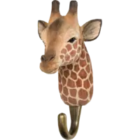 WILDLIFE GARDEN - Handgeschnitzter Haken – Giraffe - Wandhaken aus Holz