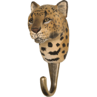 WILDLIFE GARDEN - Handgeschnitzter Haken – Leopard - Wandhaken aus Holz