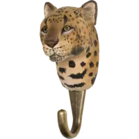 WILDLIFE GARDEN - Handgeschnitzter Haken – Leopard - Wandhaken aus Holz