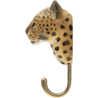 WILDLIFE GARDEN - Handgeschnitzter Haken – Leopard - Wandhaken aus Holz
