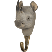 WILDLIFE GARDEN - Handgeschnitzter Haken – Nashorn - Wandhaken aus Holz