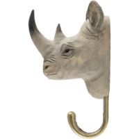 WILDLIFE GARDEN - Handgeschnitzter Haken – Nashorn - Wandhaken aus Holz