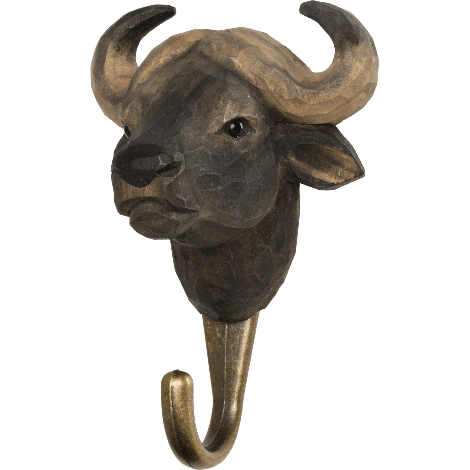 WILDLIFE GARDEN - Handgeschnitzter Haken – Afrikanischer Büffel - Wandhaken aus Holz