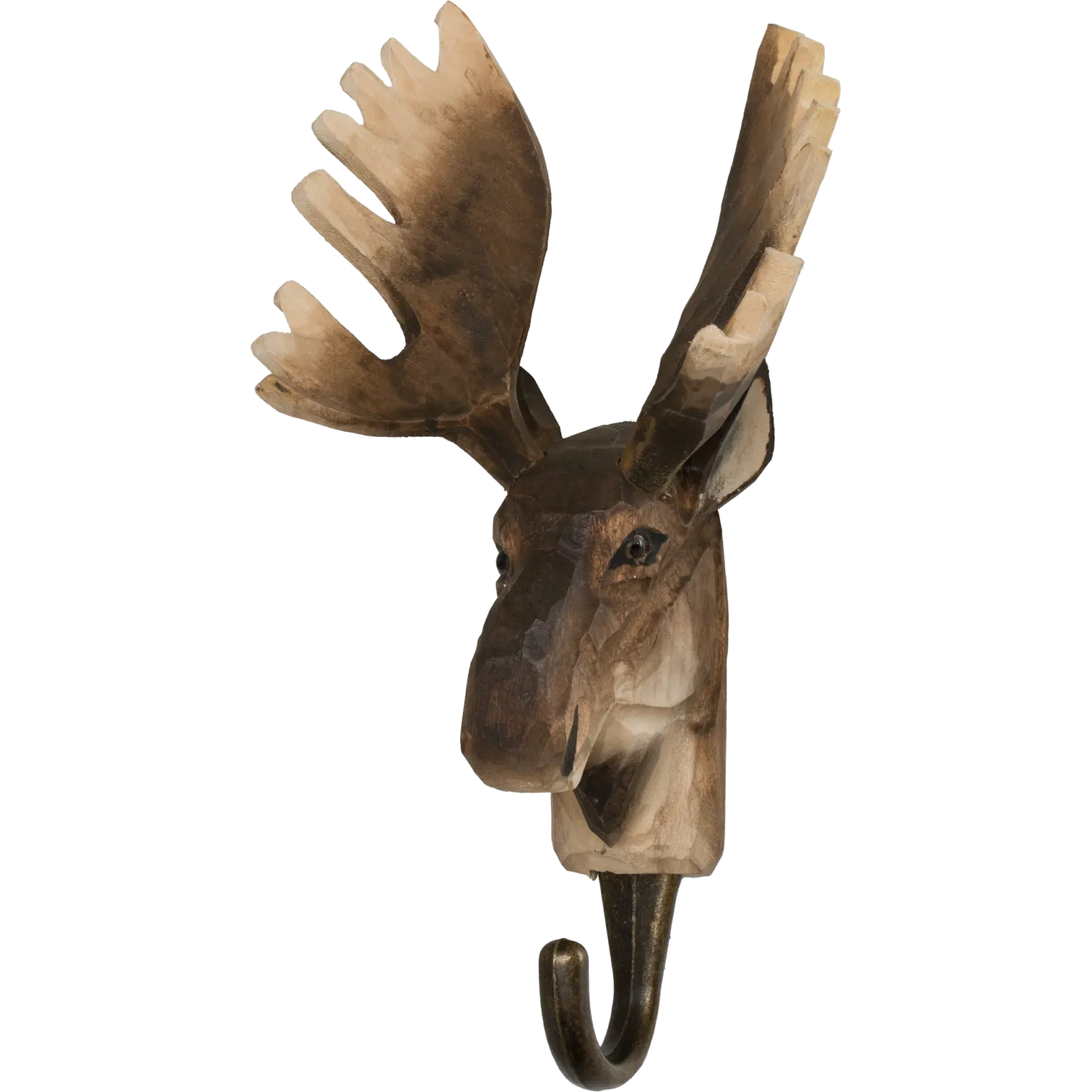 WILDLIFE GARDEN - Handgeschnitzter Haken – Elch - Wandhaken aus Holz