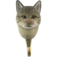 WILDLIFE GARDEN - Handgeschnitzter Haken – Hauskatze - Wandhaken aus Holz