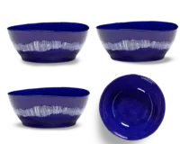 SERAX-OTTOLENGHI - OTTOLENGHI FEAST Bowl XL – Lapis Lazuli + Swirl Stripes White - XLarge - 4er SET ø 17 x H7 CM