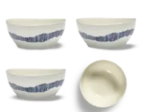 SERAX-OTTOLENGHI - OTTOLENGHI FEAST Bowl  XL – White + Swirl Stripes Blue - XLarge - 4er SET ø 17 x H7 CM