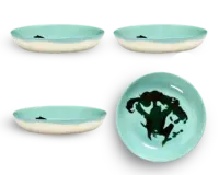 SERAX-OTTOLENGHI - OTTOLENGHI – FEAST Schale S – Azure + Brokkoli Green - 4er SET, ø 11.5 x H2 CM