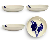 SERAX-OTTOLENGHI - OTTOLENGHI – FEAST Schale S – White + Artichoke Blue - 4er SET, ø 11.5 x H2 CM