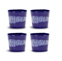 SERAX-OTTOLENGHI - OTTOLENGHI- FEAST Espresso Cups 15 cl – Lapis Lazuli + Swirl Stripes White - 4er SET ø 7 x H6 CM
