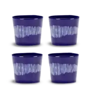 SERAX-OTTOLENGHI - OTTOLENGHI- FEAST Espresso Cups 15 cl – Lapis Lazuli + Swirl Stripes White - 4er SET ø 7 x H6 CM