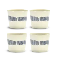 SERAX-OTTOLENGHI - OTTOLENGHI- FEAST Espresso Cups 15 cl – White + Swirl Stripes Blue - 4er SET ø 7 x H6 CM